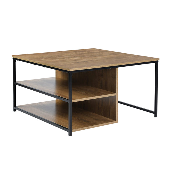 Industrial Coffee Tables with Storage Shelves Living Room Brown