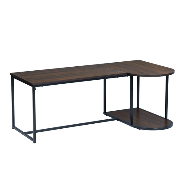 Industrial Coffee Tables with Storega Shelf for Living Room Dark Brown