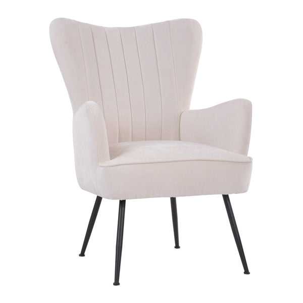Mid-Century Modern Accent Chairs Velvet Armchair, White