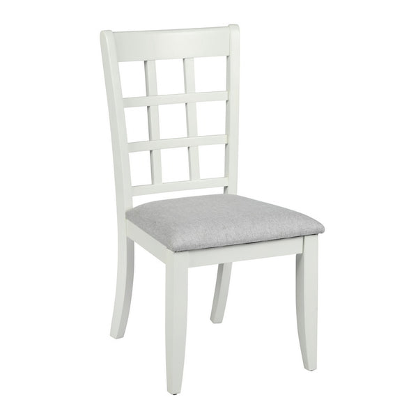 Fabric Ladder Back Upholstered Side Chair in White (Set of 4)