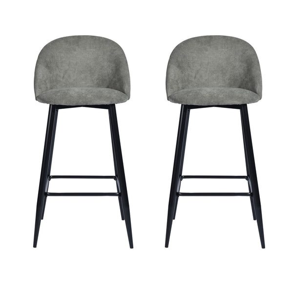 Kitchen Modern Grey Velvet seat and back Metal leg Barstool - HASEEB TERRY GREY