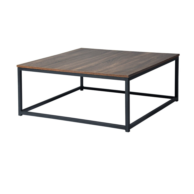 coffee table with natural wood effect and black metal structure - FACTO SQUARE