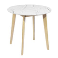 Modern round side table for 2 persons with light wood legs - CURRENCY