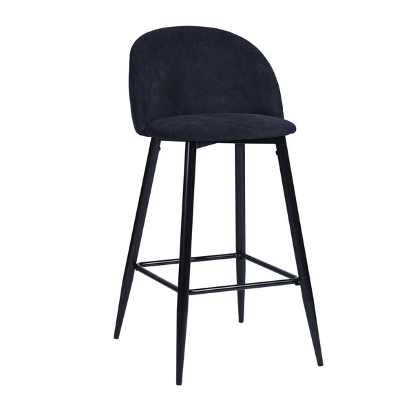 Modern Blue Velvet seat and back Metal leg Barstool - HASEEB TERRY BLUE