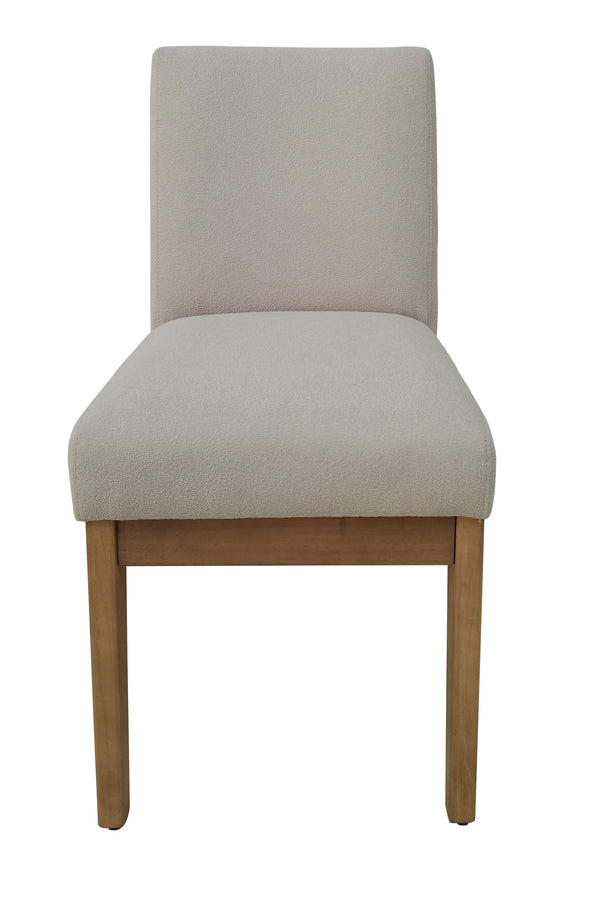 Upholstered Natural Wood Slipper Dining Chair - Plywood with solid wood frame rubber wood legs