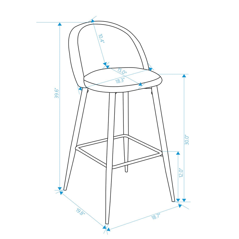 HASEEB 2-Piece 30'' Upholstered Bar Stool