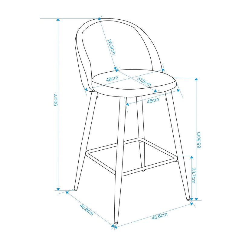 Haseeb 2-Piece 26" Upholstered Counter Height Bar Stool Bar Chairs