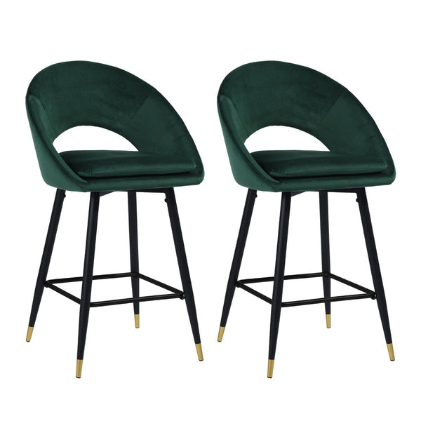 Modern Velvet Back Black Metal Leg Barstool in Home Bar/Kitchen