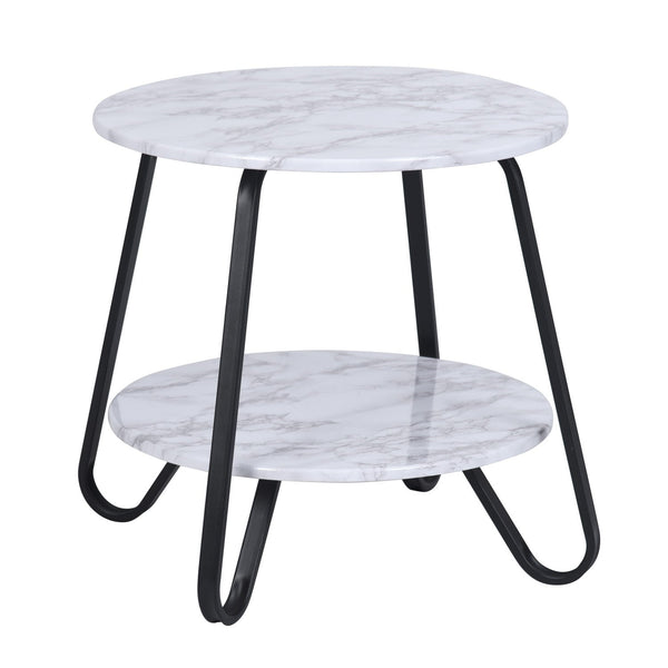 Living Room Marble Top Round 2-shelf Coffee Table