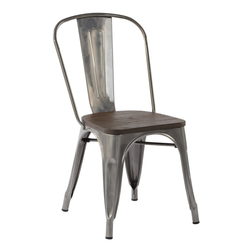 KRICOX Metal Dining Chairs with Solid Wood Seat