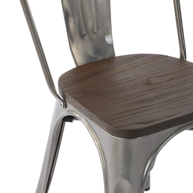 KRICOX Metal Dining Chairs with Solid Wood Seat