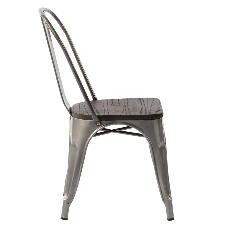 KRICOX Metal Dining Chairs with Solid Wood Seat