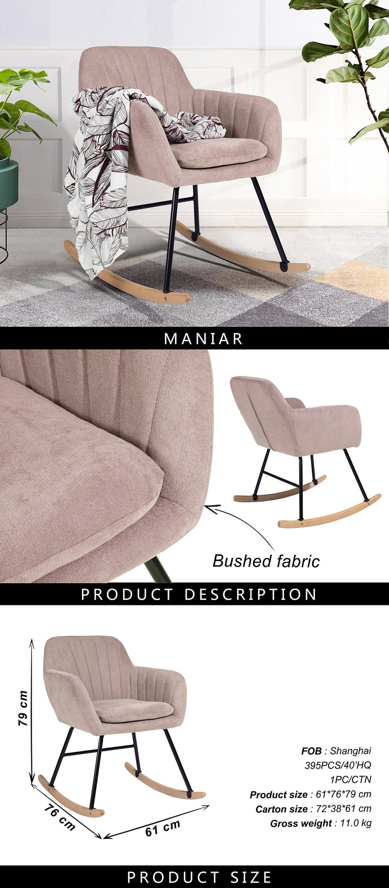 Ergonomicl Elegant Rockingchair for Living Room