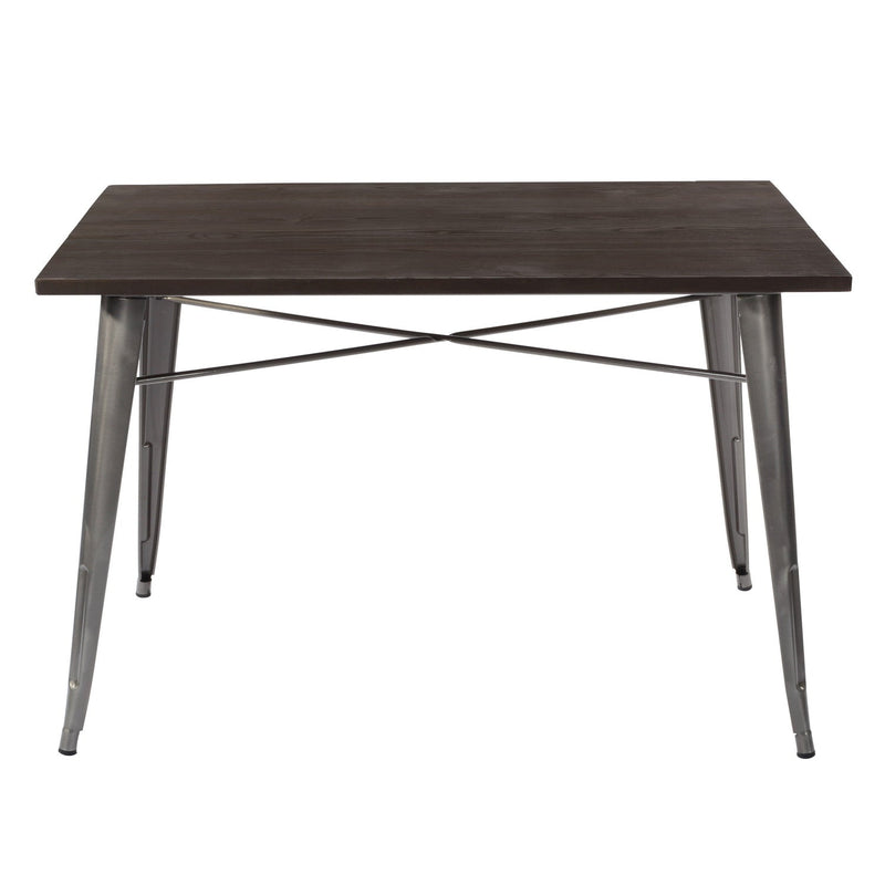 HomyCasa + Industrial Metal 47 Inch Dining Table with Solid Elm Wood Table Top, Tolix Style Rectangle Table
