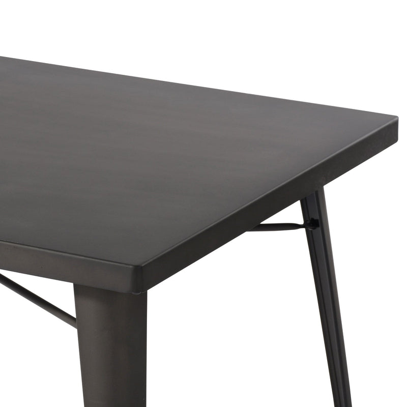 HomyCasa + Industrial Metal 47 Inch Dining Table, Tolix Style Rectangle Table