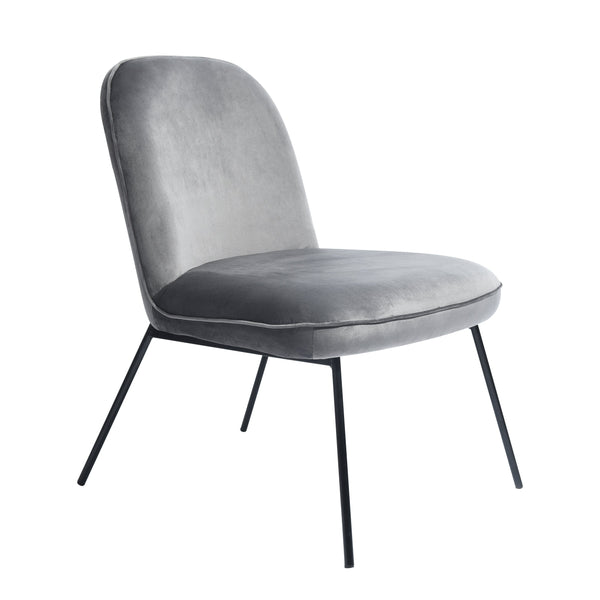 Small comfortable velvet armchair or dining chair with full upholstery - MOONEY