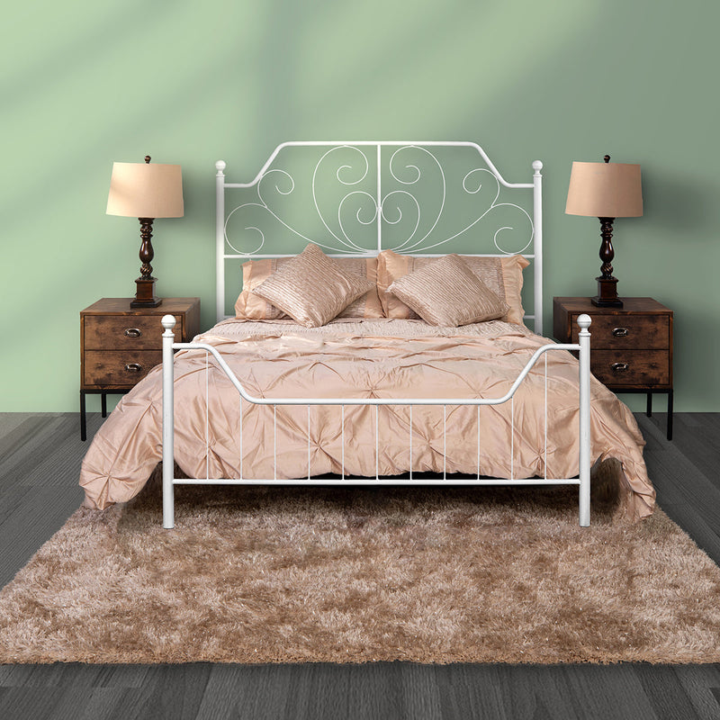 MUDIAY Modern White Metal Bed 