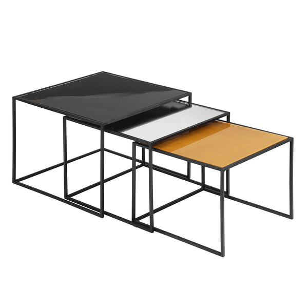 Set of three small modern nesting tables in different colours - OKOLI