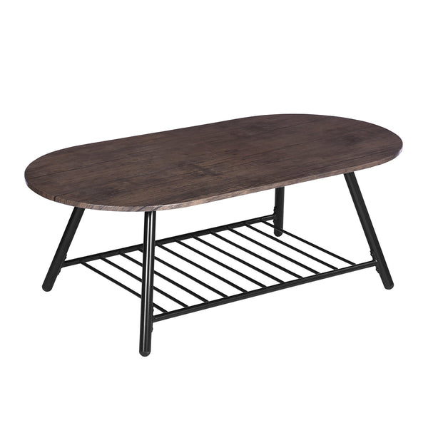 RIXO TABLE HM Tray Table with Storage Shelf Metal Base End Table