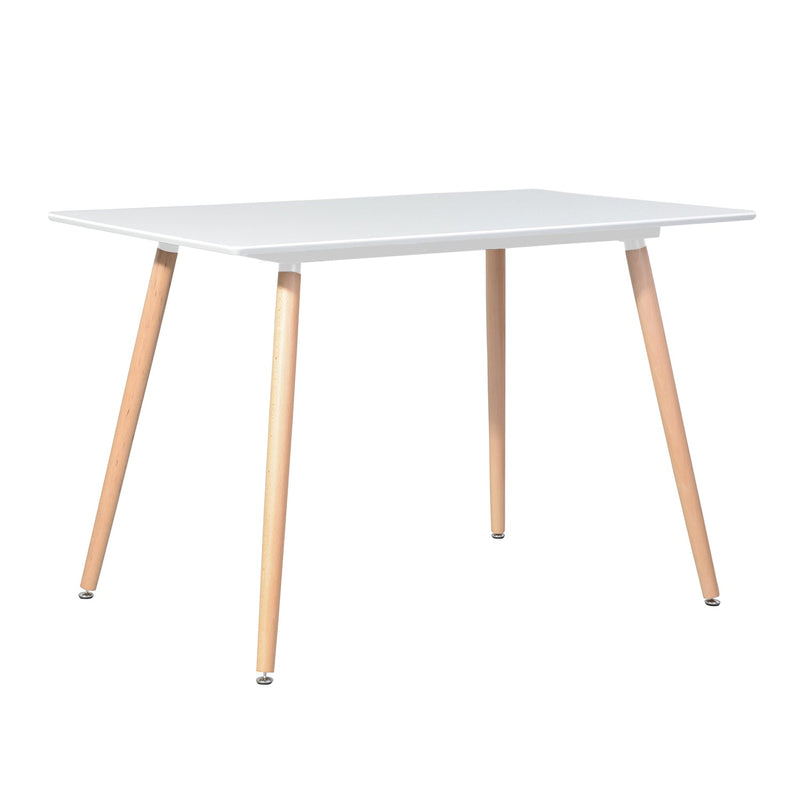 Mid-Century Mordern Rectangle Dining Table Round Leg White