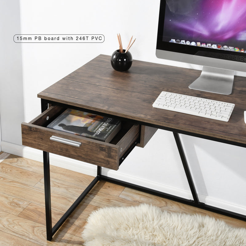 SCANNAH 1-drawer Espresso Wood/Matte Black Metal Desk