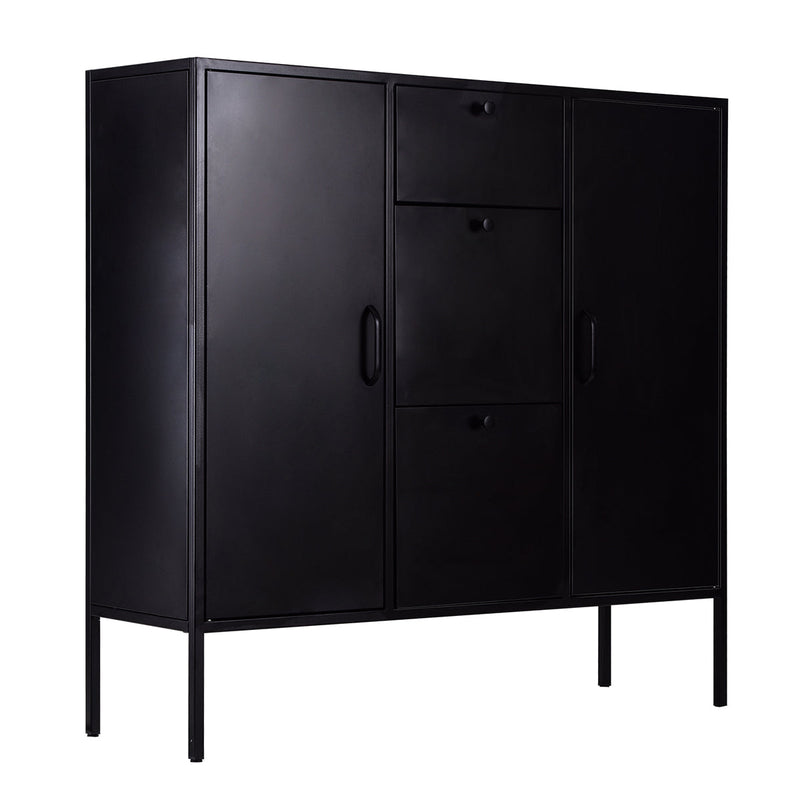 Metal Storage Cabinet Black 2 Door 3 Drawers