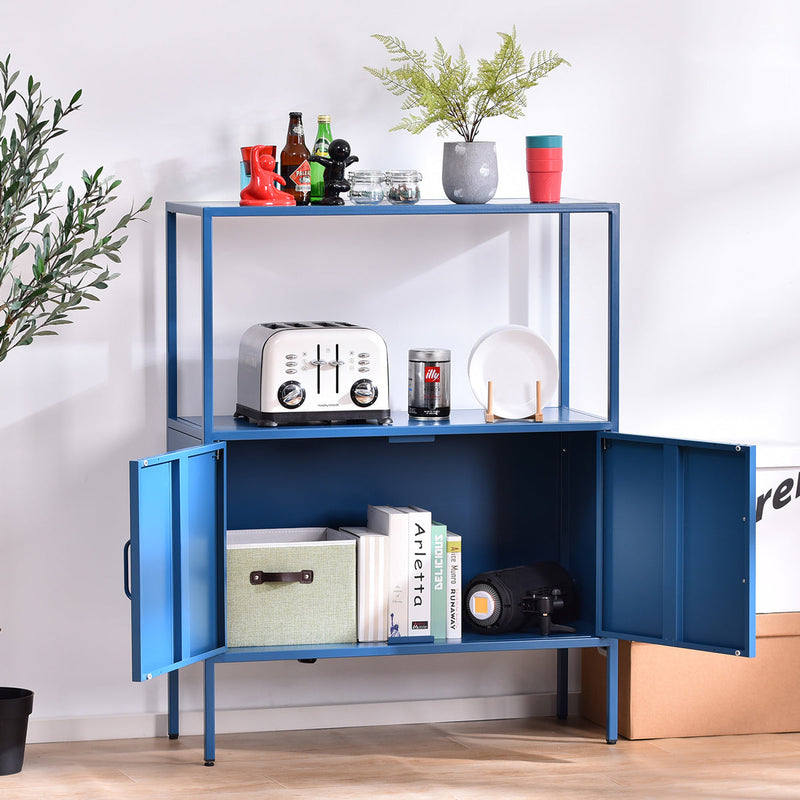 Metal Storage Cabinet Blue 2 Door Accent Cabinet