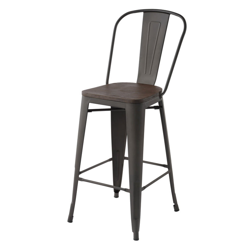 THOCAR 29 Inch Metal Bar Stools with Wooden Seat