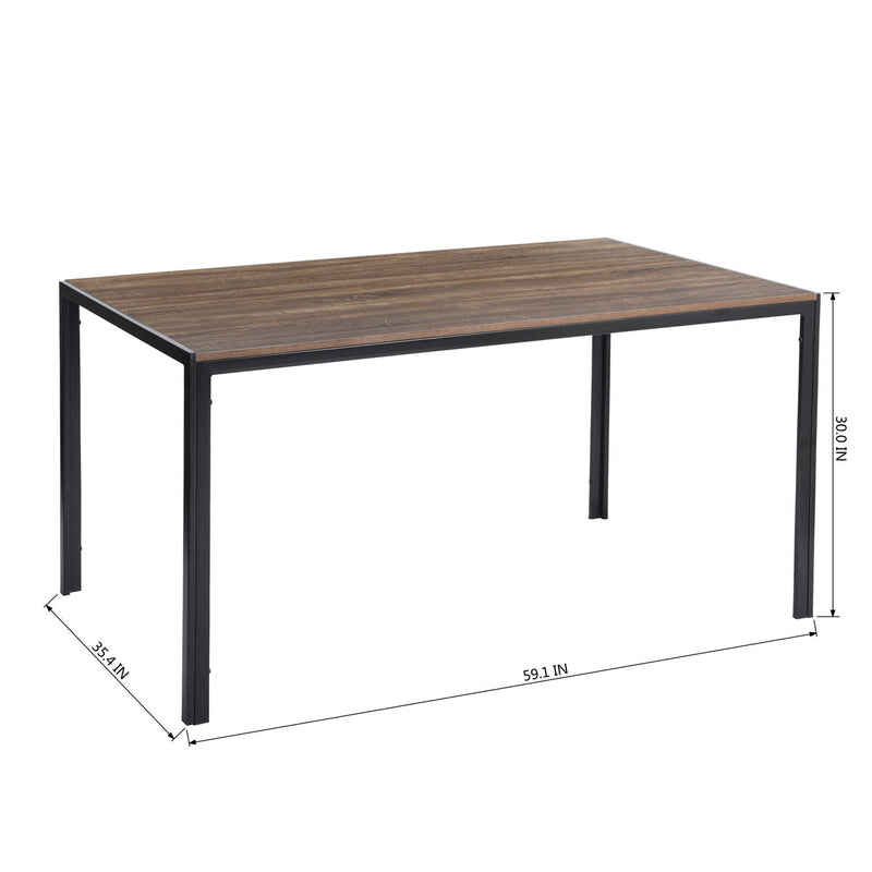 Dining Table Kitchen with Square Metal Legs, Brown