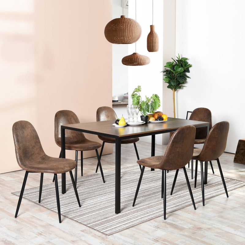 Dining Table Kitchen with Square Metal Legs, Brown