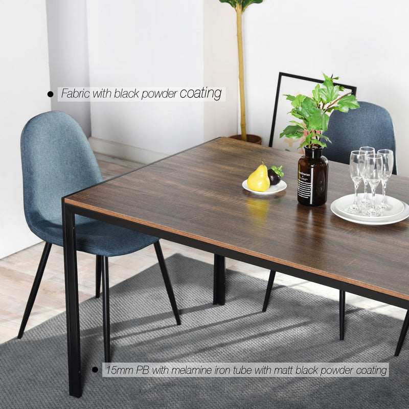 Dining Table Kitchen with Square Metal Legs, Brown