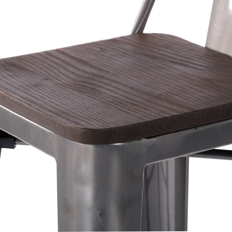 VUSTU 29 Inch Metal Bar Stools with Solid Wood Seat