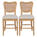 24'' Ratten Counter Stools Set of 2, Distressed Natural Woven, Wood
