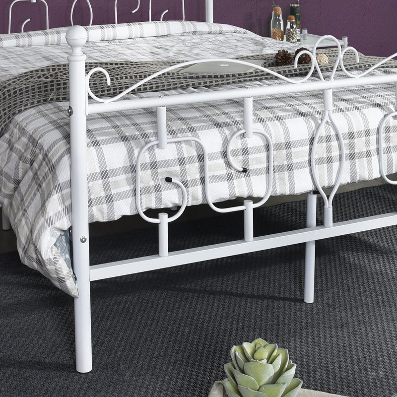 CONWAY 82.7 In. White Metal Platform Bed - Double Size