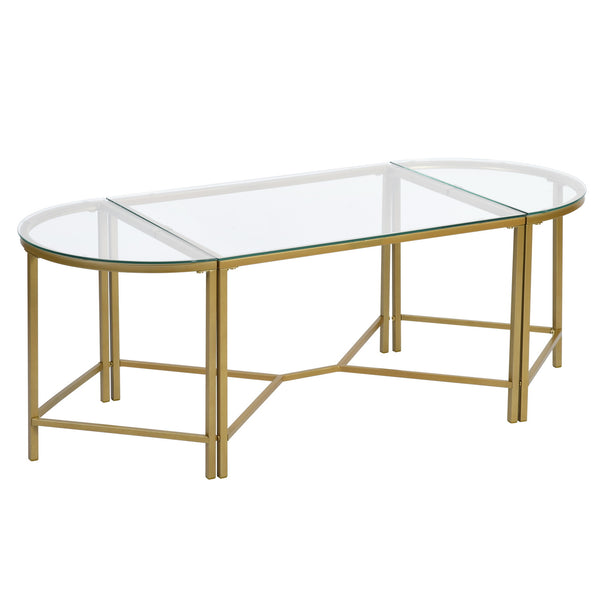 Coffee Table with Tempered Glass Top & Metal Frame Gold