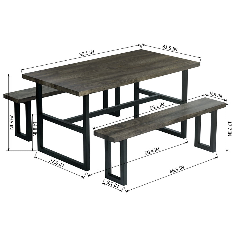DEVIN dining table with two benches