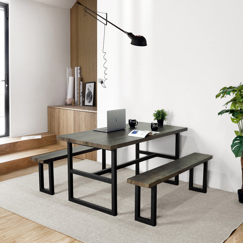 DEVIN dining table with two benches