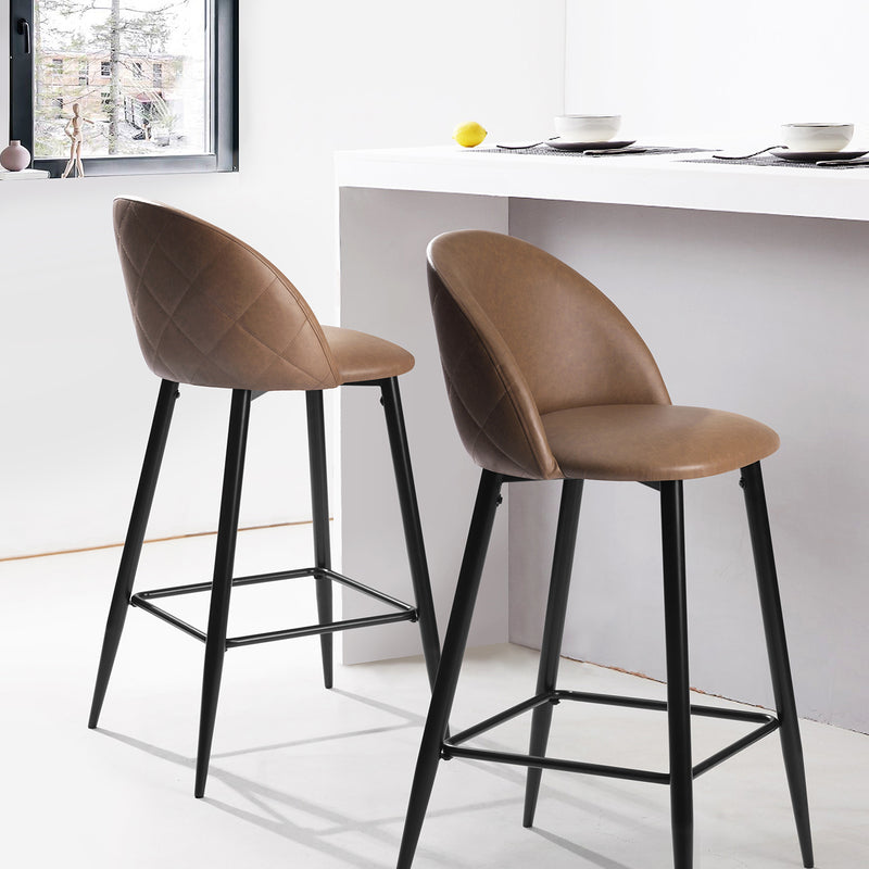 HASEEB 2-Piece Barstools with Footrest for Kitchen Dining Room