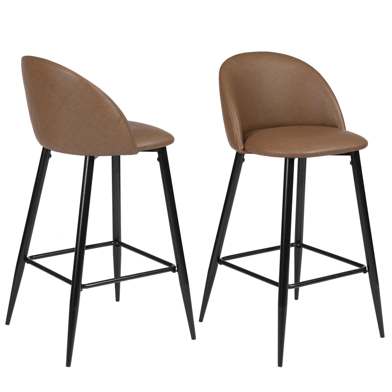 HASEEB 2-Piece Barstools with Footrest for Kitchen Dining Room