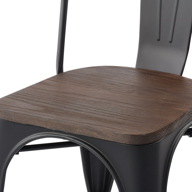 KRICOX Metal Dining Chairs with Solid Wood Seat