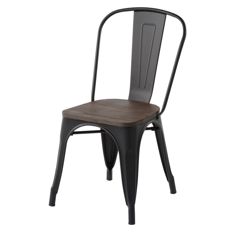 KRICOX Metal Dining Chairs with Solid Wood Seat