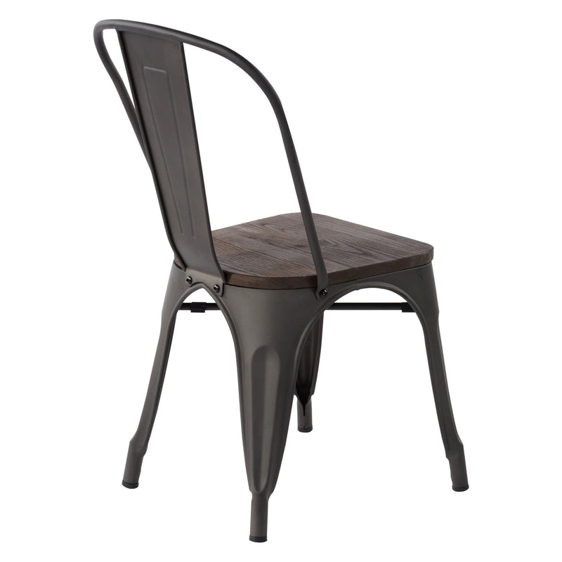 KRICOX Metal Dining Chairs with Solid Wood Seat