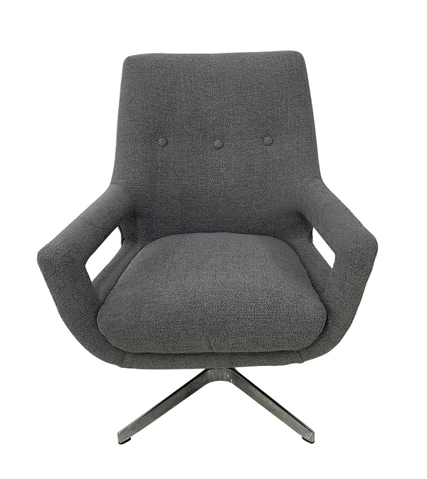 Modern Button Tufted Swivel Lounge Chair, Dark Grey