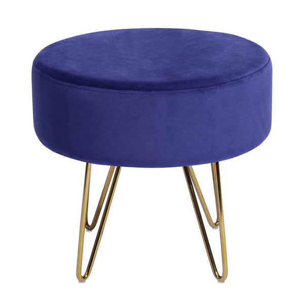 Royal blue modern style ottoman with gold frame - SAKA